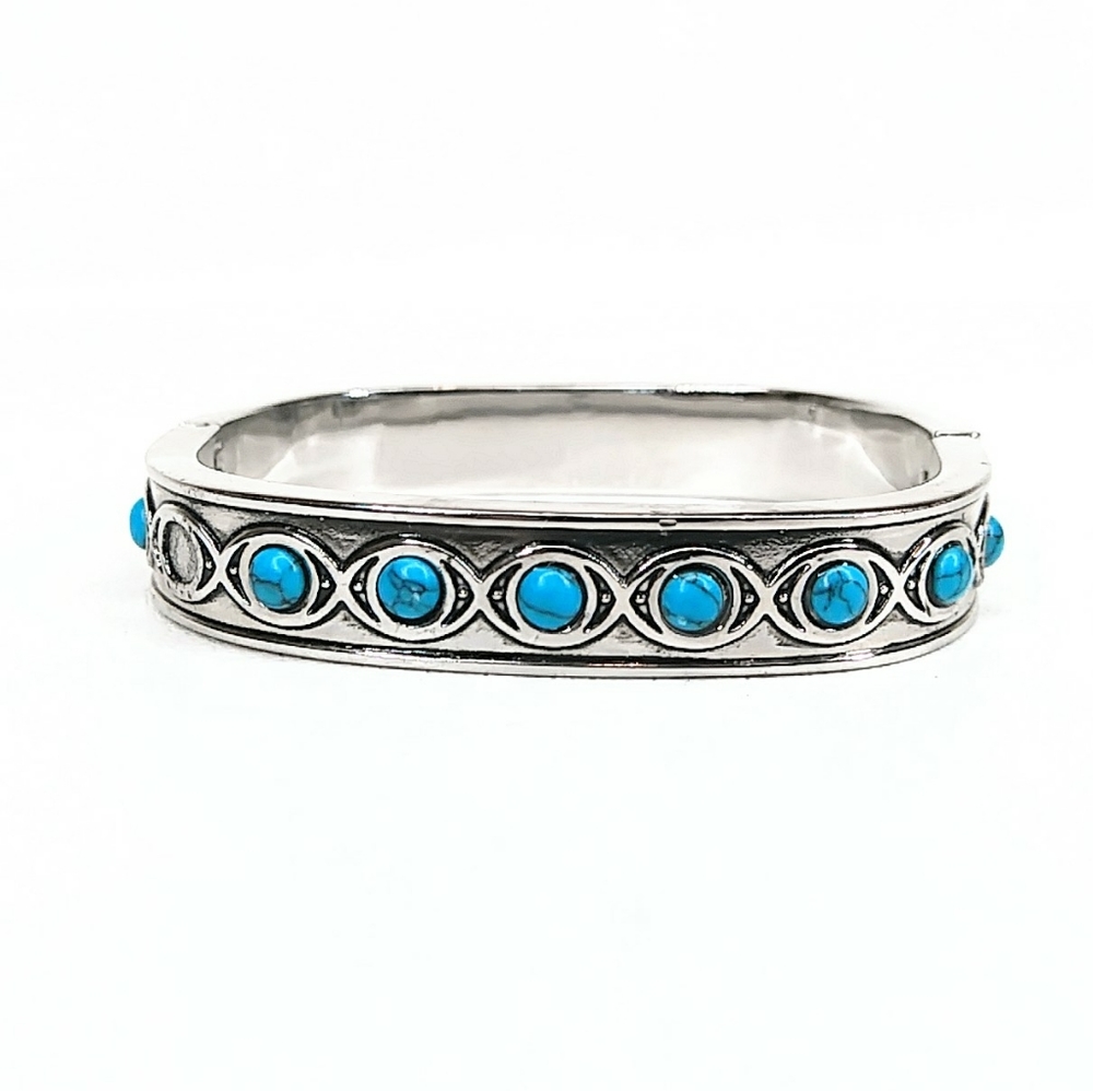 Southwest Turquoise Rectangular Bangle - image 1